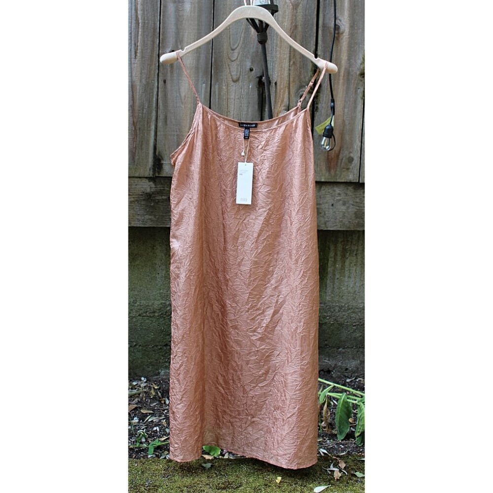 New w/Tags - Eileen Fisher Lightweight Crushed Silk Cami Slipdress, Toffee, Lrg - Picture 12 of 13